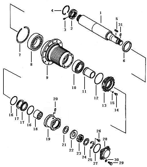 Вал бортовой передачи и ступица бортовой передачи
