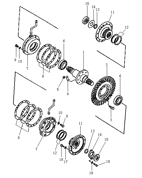 Передача зубчатая коническая и вал передачи (Beezone D22-1,Beezone D22S)