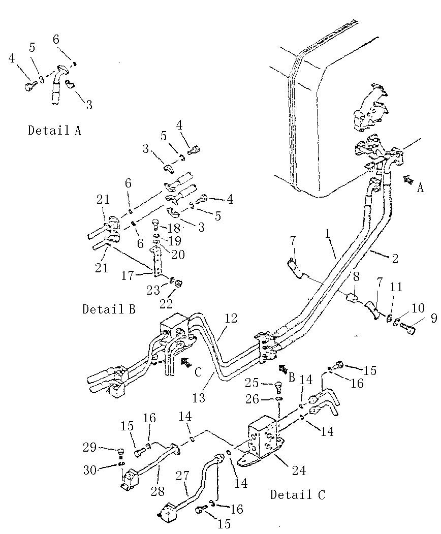Трубопровод гидравлический (подъем отвала) (1/2) (Beezone D32-2)