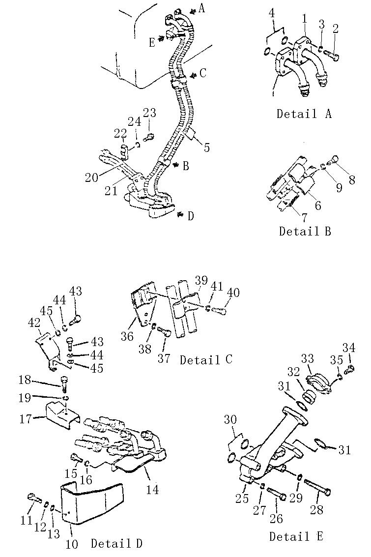 Трубопровод гидравлический (перекос отвала) (Beezone D32-2)