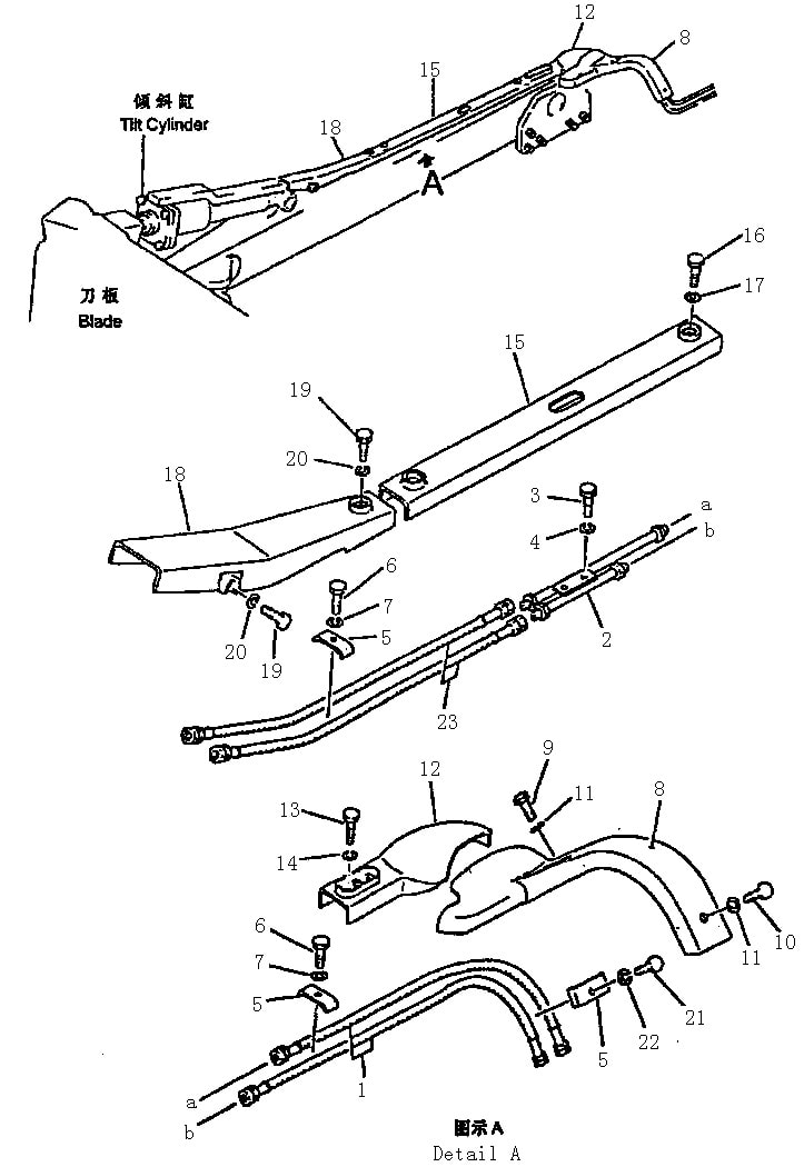 Трубопровод гидравлический (маслобак – гидроцилиндр перекоса) (2/2) (Beezone D22-1,Beezone D22)